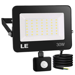 LE Faretto LED da Esterno con PIR Sensore di Movimento, 30W 3000 lumen Bianco Diurno 5000K, Proiettore Faretto da Esterno Impermeabile IP65 per Giardino, Corridoio, Illuminazione Interna ed Esterna - 1