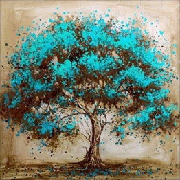 MXJSUA Pittura Diamante 5D con Numero Kit Fai-da-Te Trapano Tondo Pieno Punto Croce Strass Immagine Craft Art per la Decorazione della Parete di casa Albero Fiore Blu 30x30 cm - 1
