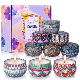 OFUN Candele Profumate, Set di 9 Candele Aromatiche per Donna, 135 Ore di combustione Cera di Soia Naturale per Antistress, Matrimonio, Bagno, Compleanno, Rinfresco dell'Aria, Fragranza per la casa - 1