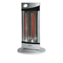 Palucart Stufa Carbonio basso consumo elettrica carbonio 900w con oscillazione maneggevole con maniglia e sistema di sicurezza colore grigio stile alluminio e bordi neri - 1
