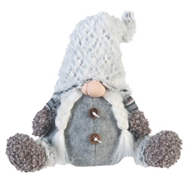 Rebecca Mobili Gnomo Svedese, Folletto Natalizio Imbottito, Grigio Bianco, Stoffa, Ornamento Casa Negozio - 35 x 16 x 24 cm (HxLxP) - Art. RE6413 - 1