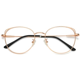 SOJOS Occhiali Blocca la Luce Blu Donna Cat Eye Vintage Montatura in Metallo Hipster SJ5027 She Young con Oro Rosa Telaio/Lente anti-blu - 1