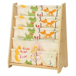 Songmics GKR71YL - Scaffale a 4 Livelli in Tessuto per Bambini, Finitura Acero, Multicolore, 62 x 28 x 72 cm - 1