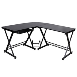 Songmics LCD402B - Scrivania per Computer ad Angolo, con Ripiano scorrevole per la tastiera, Nero, 150 x 138 x 75 cm - 1