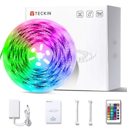 Striscia LED RGB, Strisce LED,TECKIN 5M LED TV Retroilluminazione Striscia,RGB 5050 Luce con 16 Colori,Con telecomando a infrarossi, Adatto per TV, Camera da Letto, Feste e Decorazioni per la Casa - 1