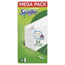 Swiffer Panni di Ricambio per Scopa, per Catturare e Intrappolare 3 Volte più Polvere, Sporco e Peli di una Scopa Tradizionale, 76 Panni - 1
