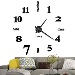 Vangold Modern 3D DIY Orologi da Parete Decorazioni Grandi Adesivi per la casa Decorazione-2 Anni di Garanzia (Nero) - 1