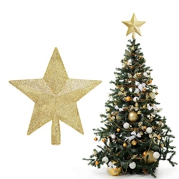 Belle Vous Puntale Albero Natale - Puntale Stella Albero 20 x 19 cm - Tree Topper Stelle per Albero di Natale Puntale a 5 Punte - Punta Albero di Natale Stella Addobbi Albero Oro Brillante con Glitter - 1