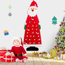 Calendario dell'Avvento di Babbo Natale, Calendario da appendere a parete di Natale Calendario da pupazzo di neve con 24 tasche Tessuto riutilizzabile da appendere Natale Decorazioni natalizie a casa - 1