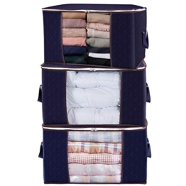 Lifewit Porta Abiti Grande capacità con Manico Rinforzato per Trapunte, Coperte, Biancheria da Letto, Organizzatore Pieghevole Traspirante con Cerniera Robusta, Blu, Confezione da 3 - 1
