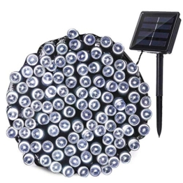 Qedertek Luci Natale Esterno Solare 22M 200 LED, Luci Stringa Impermeabile da Giardino Impermeabile, Luci Natalizie da Esterni, Addobbi Natalizi a Albero di Natale, Balcone, Patio (Bianco) - 1