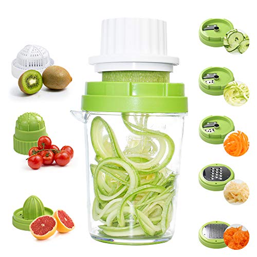 GoZheec Spiralizzatore di Verdure 8 in 1 Taglia Verdure a Spaghetti Affettatore a Spirale per Cetriolo, Zucchine, Carota, Patate, Cipolla, Formaggio