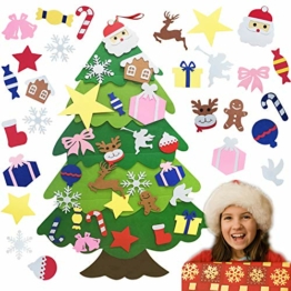 TATAFUN Albero di Natale in Feltro, Alberi di Natale 25 Ornamenti Staccabili Regali di Natale per Bambini 3.67FT DIY Albero Natale di Decorazione della Parete del Portello - 1
