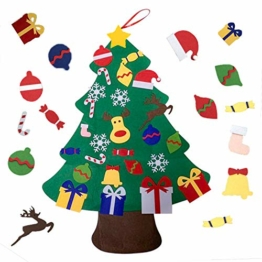 Viviyi - Albero di Natale in feltro, 26 decorazioni rimovibili fai da te, decorazione per la parete della porta per bambini, regalo di Capodanno (verde) - 1