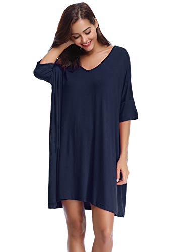 Aibrou Donna Camicia da Notte Pigiama T-Shirt Vestito Sciolto Plus Size Scollo a V Pigiama Modal Donna