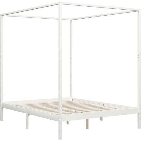 Hommoo Giroletto a BaldaccHommoono Bianco Legno Massello di Pino 180x200cm VD30523