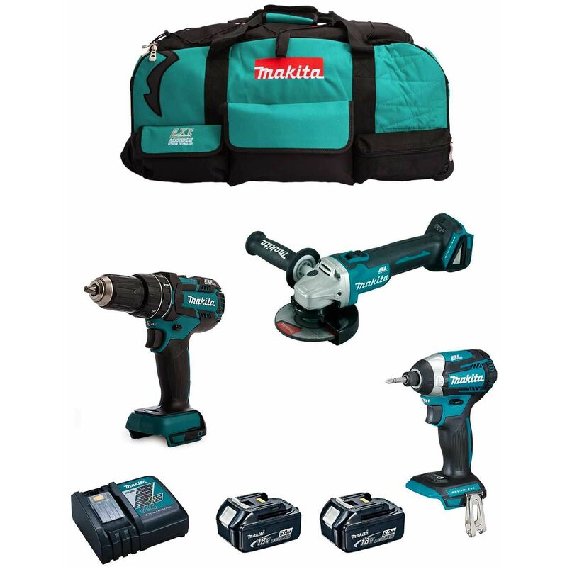 MAKITA Kit 18V MSB3P2A (DGA504 + DTD154 + DHP480 + 2 x 5,0 Ah + DC18RC + Trolley)