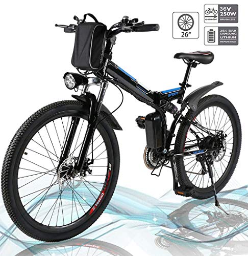 Jackbobo Mountain Bike Pieghevole, Bici elettriche da Strada a Sospensione Completa con Freni a Disco, Bici da Mountain…