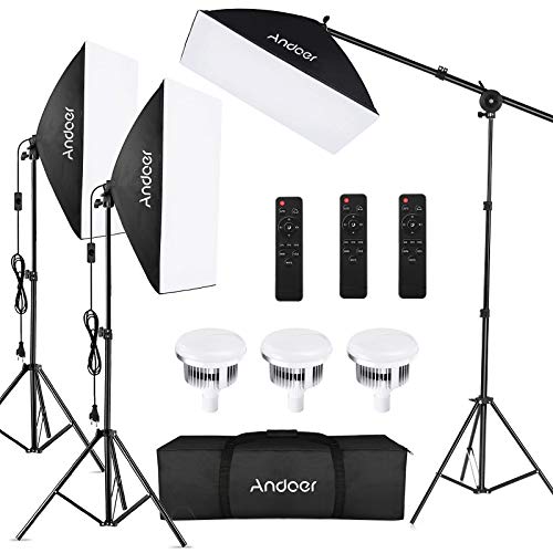 Softbox Fotografico Set con Telecomando, Andoer Illuminazione Continua Luce da Studio Softbox 50x70cm, Lampadine 85W… Foto e Video Softbox Fotografico Set con Telecomando, Andoer Illuminazione Continua Luce da Studio Softbox 50x70cm, Lampadine 85W… Foto e Video