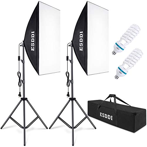 ESDDI Softbox Fotografico Illuminazione Kit 2x 50x 70cm, 2x 85W Lampadine con Continua Luce 5500K Fotografia, 2… Foto e Video ESDDI Softbox Fotografico Illuminazione Kit 2x 50x 70cm, 2x 85W Lampadine con Continua Luce 5500K Fotografia, 2… Foto e Video