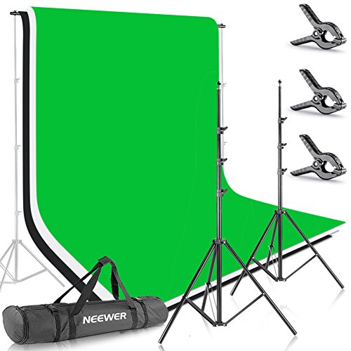 Neewer 2,6m*3m Supporto per Fondale & 1,8m*2,8m Sfondo (Bianco, Nero, Verde) per Ritratti, Fotografia di Prodotti e… Foto e Video Neewer 2,6m*3m Supporto per Fondale & 1,8m*2,8m Sfondo (Bianco, Nero, Verde) per Ritratti, Fotografia di Prodotti e… Foto e Video