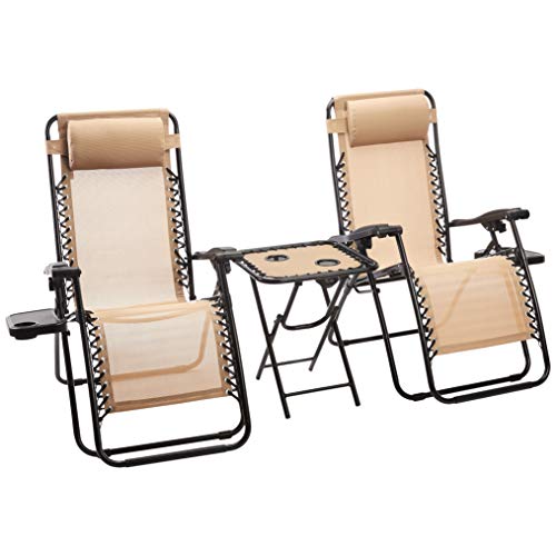 Amazon Basics – Sedie a sdraio Zero Gravity con tavolino, set da 2, marrone chiaro Casa e giardino Amazon Basics – Sedie a sdraio Zero Gravity con tavolino, set da 2, marrone chiaro Casa e giardino