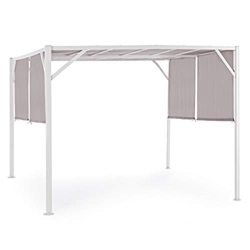Bizzotto Gazebo GAZEBI da Giardino 3X3 per Esterno Cipro TETTOIA PERGOLATO Moderno Bianco