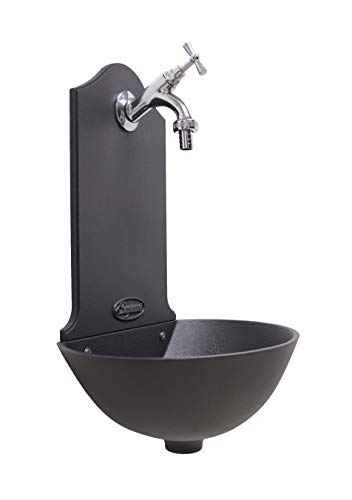 FONDERIA BONGIOVANNI Fontana a Muro Malaga Colore ghisa con Rubinetto MOD.303C in Ottone Cromato casa e Giardino