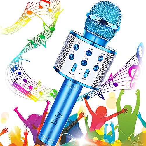 Microfono Karaoke Bluetooth, Buty 4 in 1 Wireless Bambini Karaoke, Portatile Karaoke Microfono con Altoparlante per…