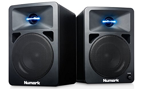 Numark N-Wave 360 – Casse PC Monitor da Tavolo Full Range per DJ, 60 Watt, Tweeter Illuminati LED, Controllo di Volume…