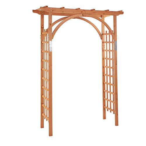 Outsunny Arco in Legno da Giardino con Pergola e Spalliera per Piante Rampicanti, Decorazioni per Matrimonio e Patio…