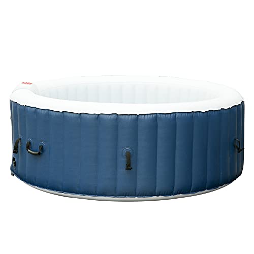 Outsunny Vasca Idromassaggio Gonfiabile da Esterno 100 Getti e Riscaldamento 40°C per 2-4 Persone Φ180x65cm Bianco e Blu