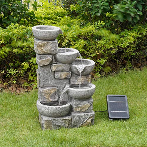 Peaktop Ornamento in Pietra da Giardino con Fontana a energia Solare PT-SF0006, 68,6 x 43,2 x 30,5