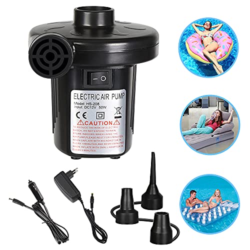 Pompa Elettrica, 2 in 1 Pompa Elettrica Portatile, Gonfiando Sgonfiando Pompa Elettrica con 3 Ugelli per Materasso… Campeggio e trekking Pompa Elettrica, 2 in 1 Pompa Elettrica Portatile, Gonfiando Sgonfiando Pompa Elettrica con 3 Ugelli per Materasso… Campeggio e trekking