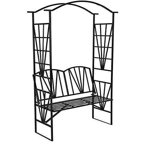 TecTake ARREDO Giardino in Ferro Arco Rose Fiori E Piante RAMPICANTI con PANCHINA