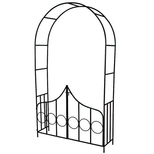 TecTake Arco Giardino in Ferro per rampicanti Arco per Rosa decorationi con Porta