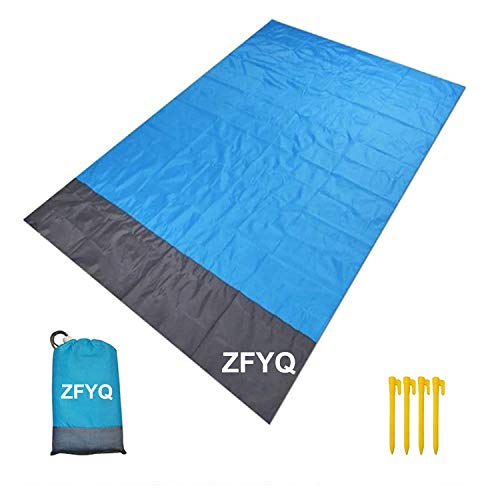 ZFYQ Coperta da Spiaggia, 200 x 140 cm Anti Sabbia Portatile Coperta da Picnic con 4 Picchetti Fixed per Picnic…