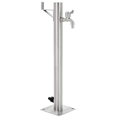 vidaXL Fontanella a Colonna in Acciaio Inox Rotonda 65 cm Irrigazione Giardino