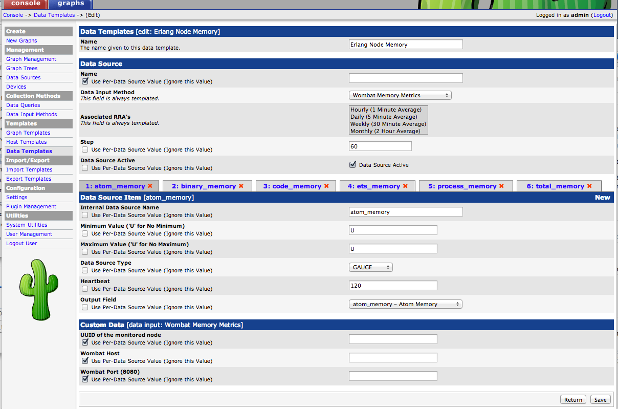 Memory data template