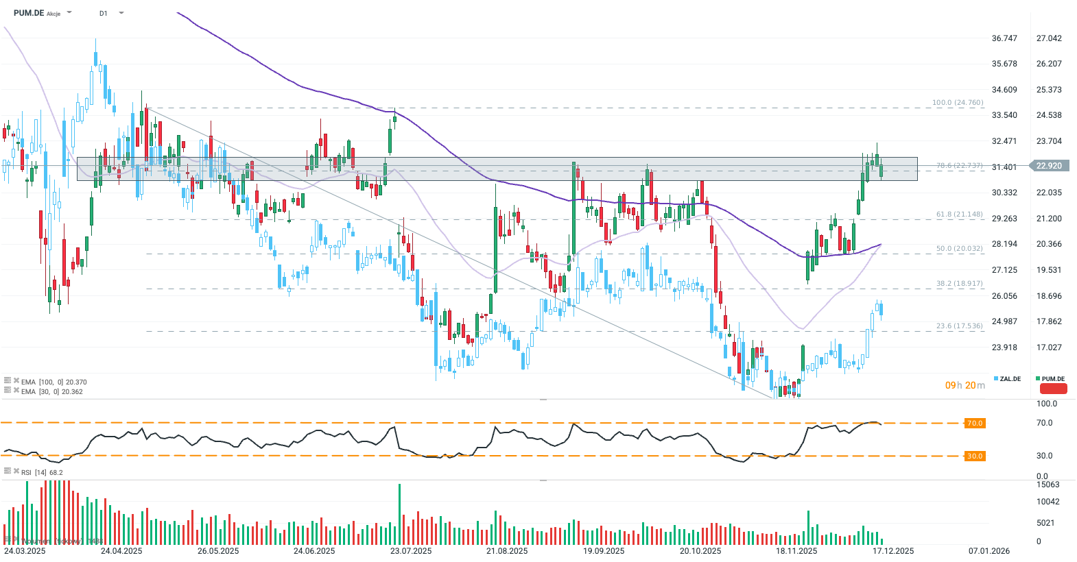 GrÃ¡fico con la cotizaciÃ³n de las acciones de Puma