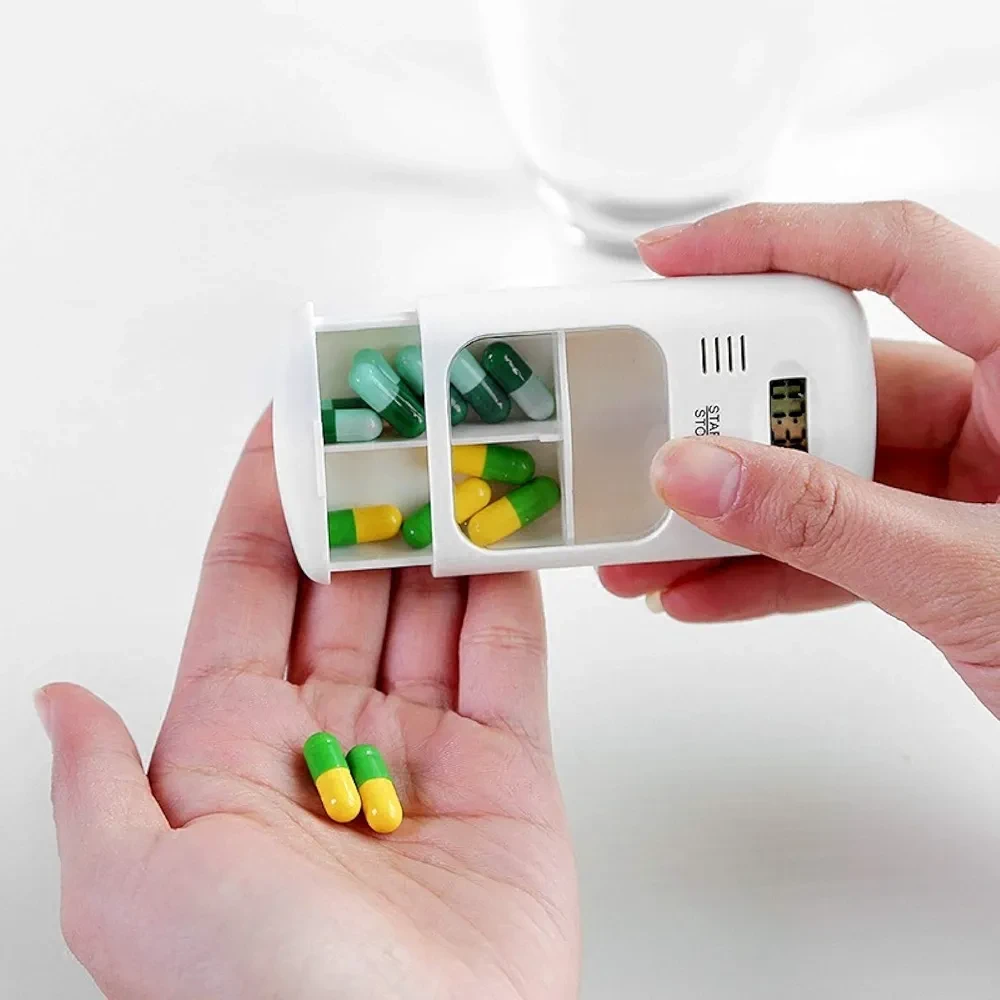 Portable Pill Box With Smart Reminder Alarm 2 Grids Intelligent Electronic Digit...