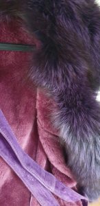 Cojocel cu guler și manșete de vulpe culoare mov/violet