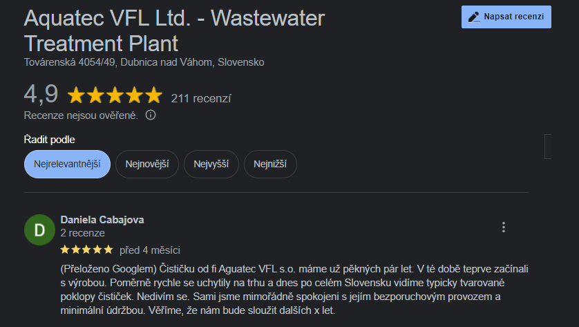 Kladná recenze na čističku AT6