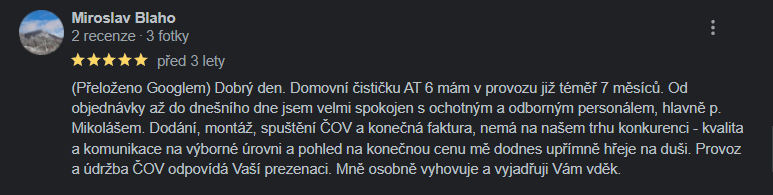 Další kladná recenze na AT6 ČOV