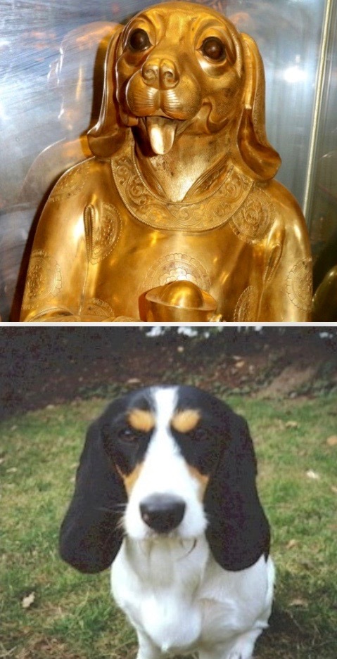 Der vergoldete Hund und sein tierisches Pendant